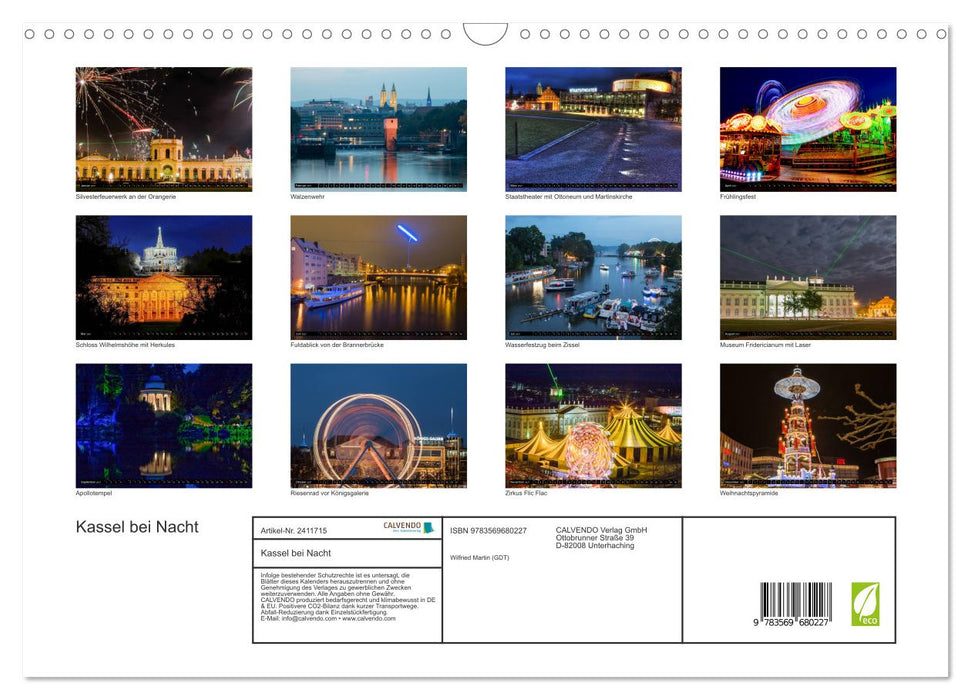 Kassel bei Nacht (CALVENDO Wandkalender 2027)
