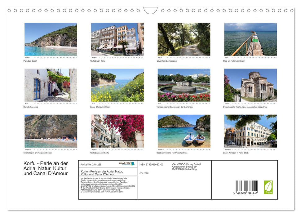 Korfu - Perle an der Adria. Natur, Kultur und Canal D'Amour (CALVENDO Wandkalender 2027)