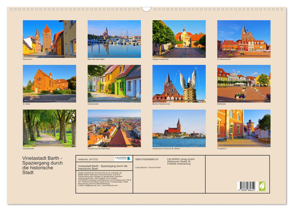 Vinetastadt Barth - Spaziergang durch die historische Stadt (CALVENDO Wandkalender 2027)