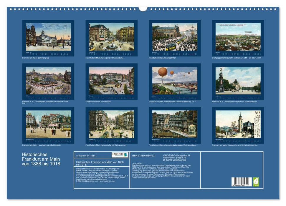 Historisches Frankfurt am Main von 1888 bis 1918 (CALVENDO Wandkalender 2027)