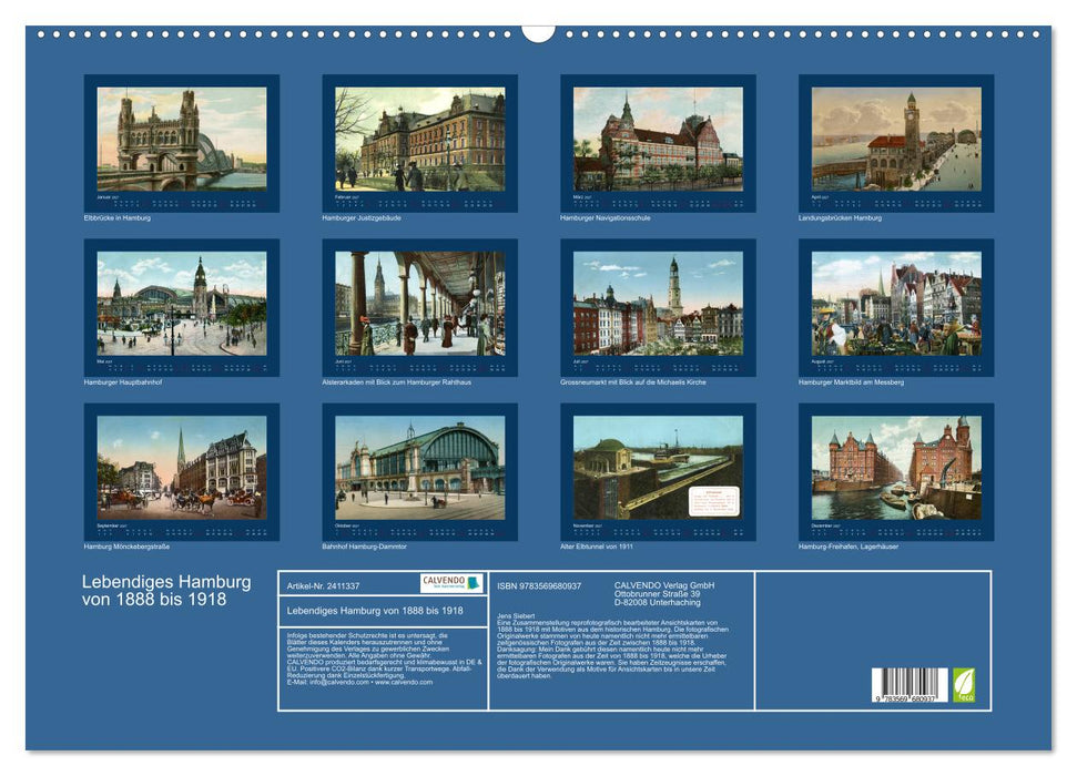 Lebendiges Hamburg von 1888 bis 1918 (CALVENDO Wandkalender 2027)