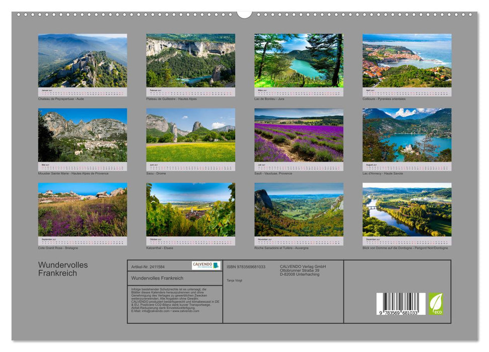 Wundervolles Frankreich (CALVENDO Premium Wandkalender 2027)
