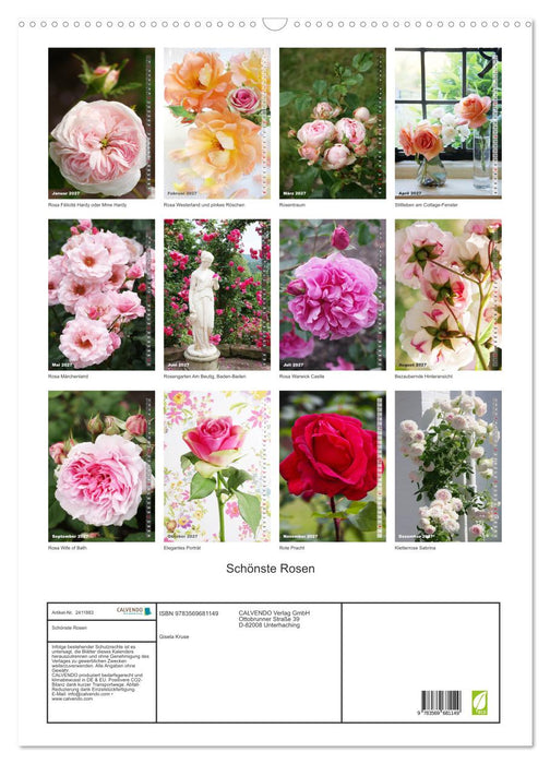 Schönste Rosen (CALVENDO Wandkalender 2027)