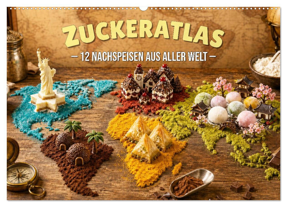 Zuckeratlas - 12 Nachspeisen aus aller Welt (CALVENDO Wandkalender 2027)