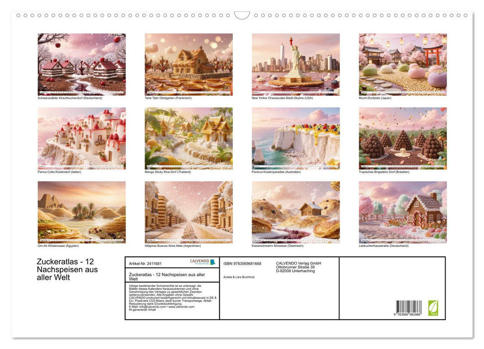 Zuckeratlas - 12 Nachspeisen aus aller Welt (CALVENDO Wandkalender 2027)
