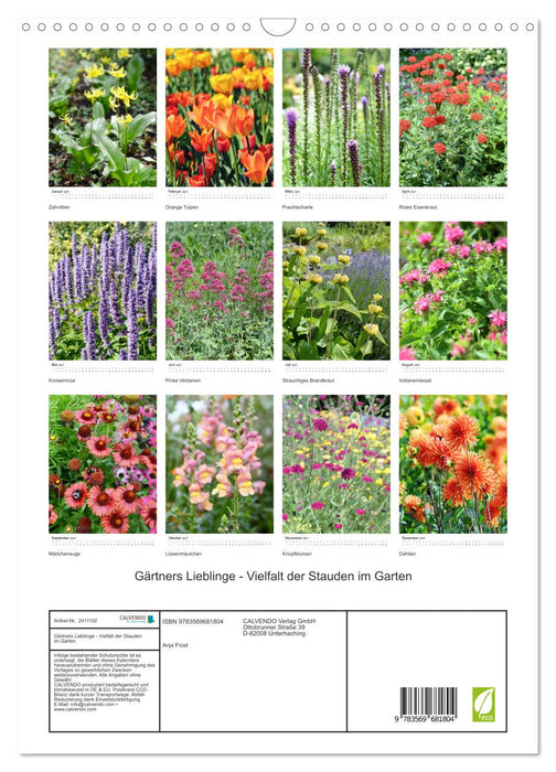 Gärtners Lieblinge - Vielfalt der Stauden im Garten (CALVENDO Wandkalender 2027)