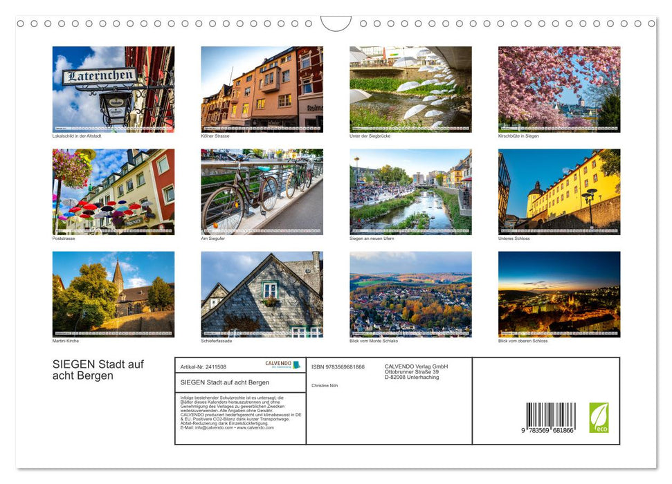 SIEGEN Stadt auf acht Bergen (CALVENDO Wandkalender 2027)