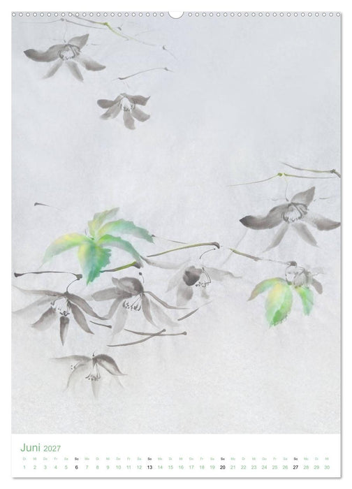 Jahreszeiten in Stil japanischer Malerei - Kunst (CALVENDO Premium Wandkalender 2027)