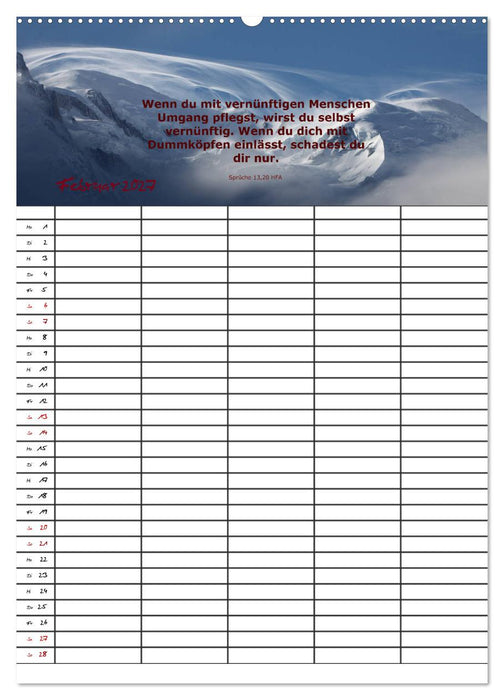 ein Planer mit biblischer Weisheit aus den Sprüchen Salomos (CALVENDO Premium Wandkalender 2027)