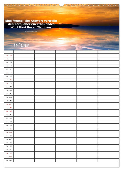 ein Planer mit biblischer Weisheit aus den Sprüchen Salomos (CALVENDO Premium Wandkalender 2027)