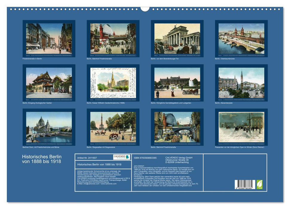 Historisches Berlin von 1888 bis 1918 (CALVENDO Wandkalender 2027)