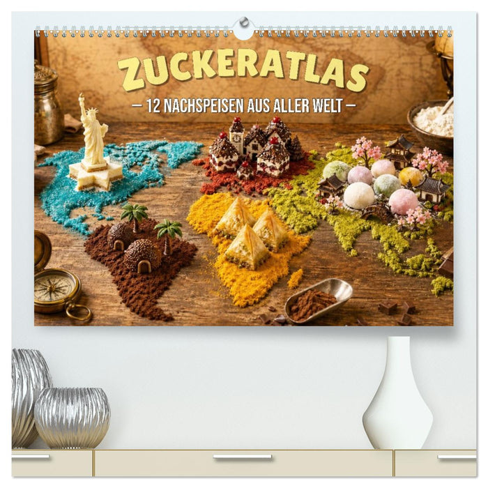 Zuckeratlas - 12 Nachspeisen aus aller Welt (CALVENDO Premium Wandkalender 2027)