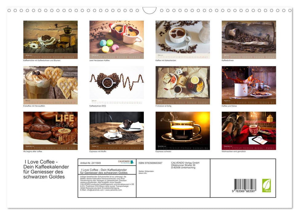 I Love Coffee - Dein Kaffeekalender für Geniesser des schwarzen Goldes (CALVENDO Wandkalender 2027)