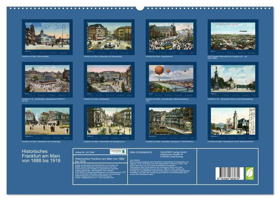 Historisches Frankfurt am Main von 1888 bis 1918 (CALVENDO Premium Wandkalender 2027)