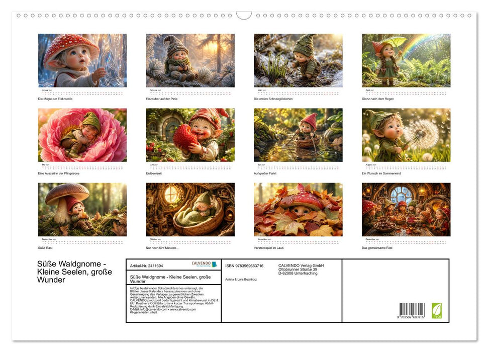Süße Waldgnome - Kleine Seelen, große Wunder (CALVENDO Wandkalender 2027)