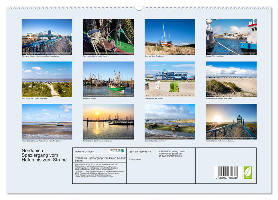 Norddeich Spaziergang vom Hafen bis zum Strand (CALVENDO Premium Wandkalender 2027)