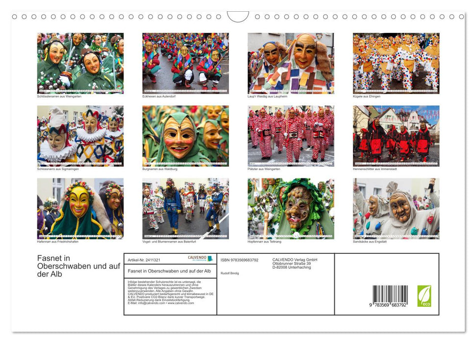 Fasnet in Oberschwaben und auf der Alb (CALVENDO Wandkalender 2027)