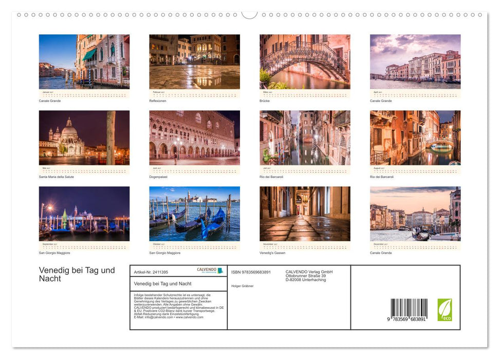 Venedig bei Tag und Nacht (CALVENDO Premium Wandkalender 2027)