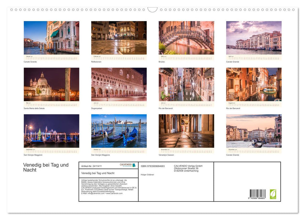 Venedig bei Tag und Nacht (CALVENDO Wandkalender 2027)
