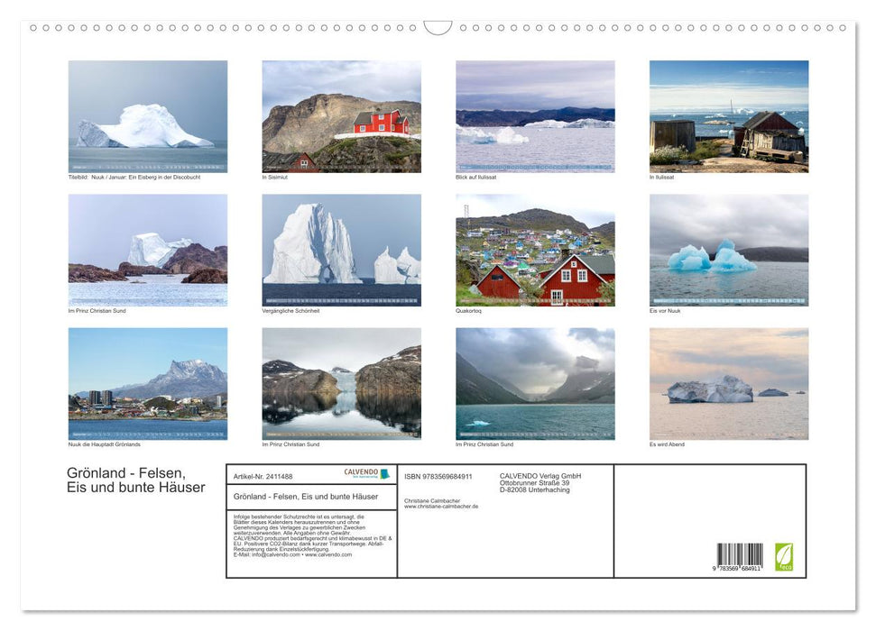 Grönland - Felsen, Eis und bunte Häuser (CALVENDO Wandkalender 2027)
