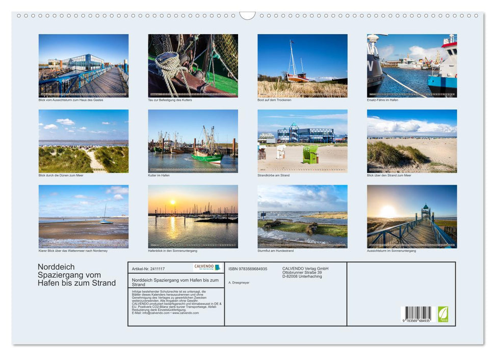 Norddeich Spaziergang vom Hafen bis zum Strand (CALVENDO Wandkalender 2027)