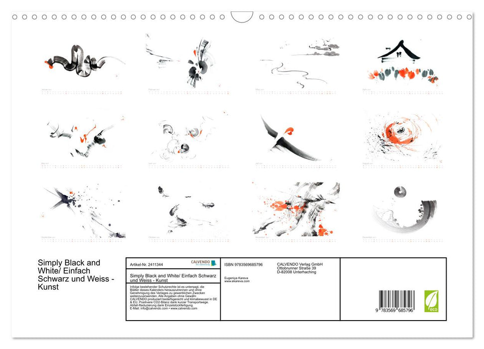 Simply Black and White/ Einfach Schwarz und Weiss - Kunst (CALVENDO Wandkalender 2027)