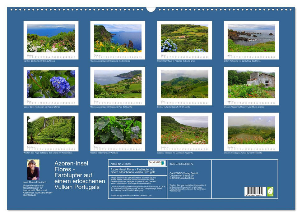 Azoren-Insel Flores - Farbtupfer auf einem erloschenen Vulkan Portugals (CALVENDO Wandkalender 2027)
