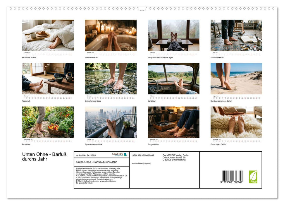 Unten Ohne - Barfuß durchs Jahr (CALVENDO Premium Wandkalender 2027)