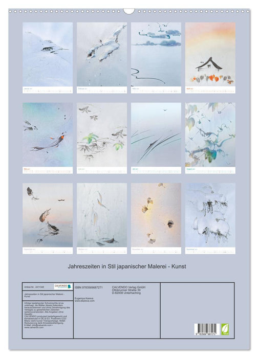 Jahreszeiten in Stil japanischer Malerei - Kunst (CALVENDO Wandkalender 2027)