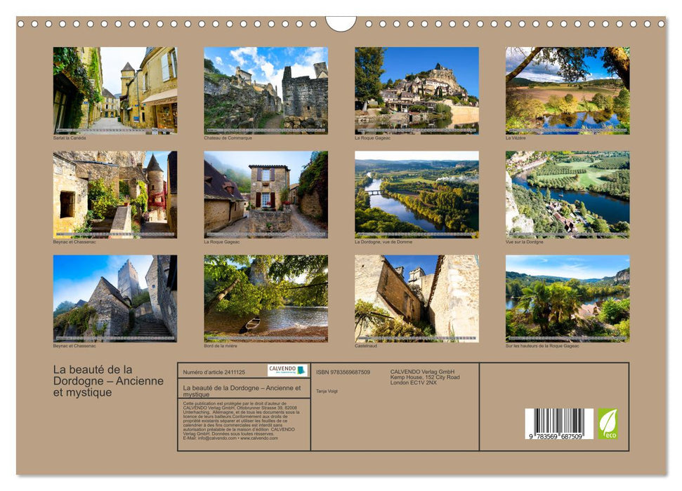 La beauté de la Dordogne – Ancienne et mystique (CALVENDO Calendrier mensuel 2027)