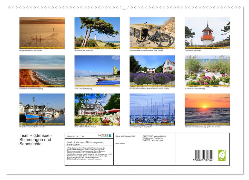 Insel Hiddensee - Stimmungen und Sehnsüchte (CALVENDO Premium Wandkalender 2027)