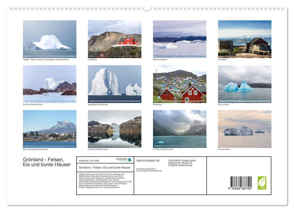 Grönland - Felsen, Eis und bunte Häuser (CALVENDO Premium Wandkalender 2027)