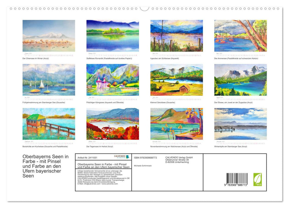 Oberbayerns Seen in Farbe - mit Pinsel und Farbe an den Ufern bayerischer Seen (CALVENDO Premium Wandkalender 2027)