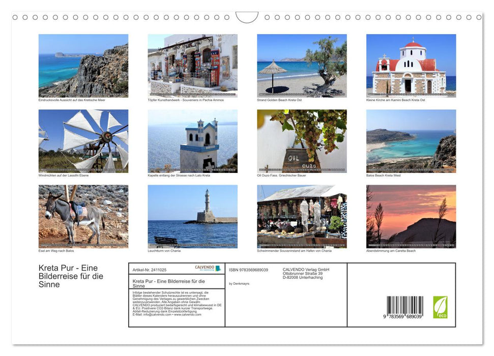 Kreta Pur - Eine Bilderreise für die Sinne (CALVENDO Wandkalender 2027)