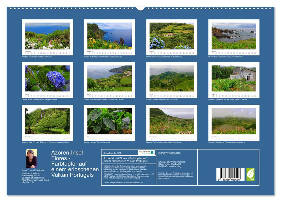 Azoren-Insel Flores - Farbtupfer auf einem erloschenen Vulkan Portugals (CALVENDO Premium Wandkalender 2027)