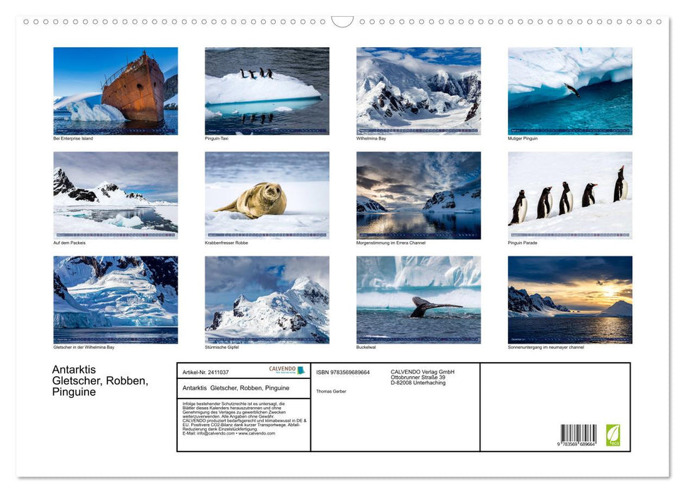 Antarktis Gletscher, Robben, Pinguine (CALVENDO Wandkalender 2027)