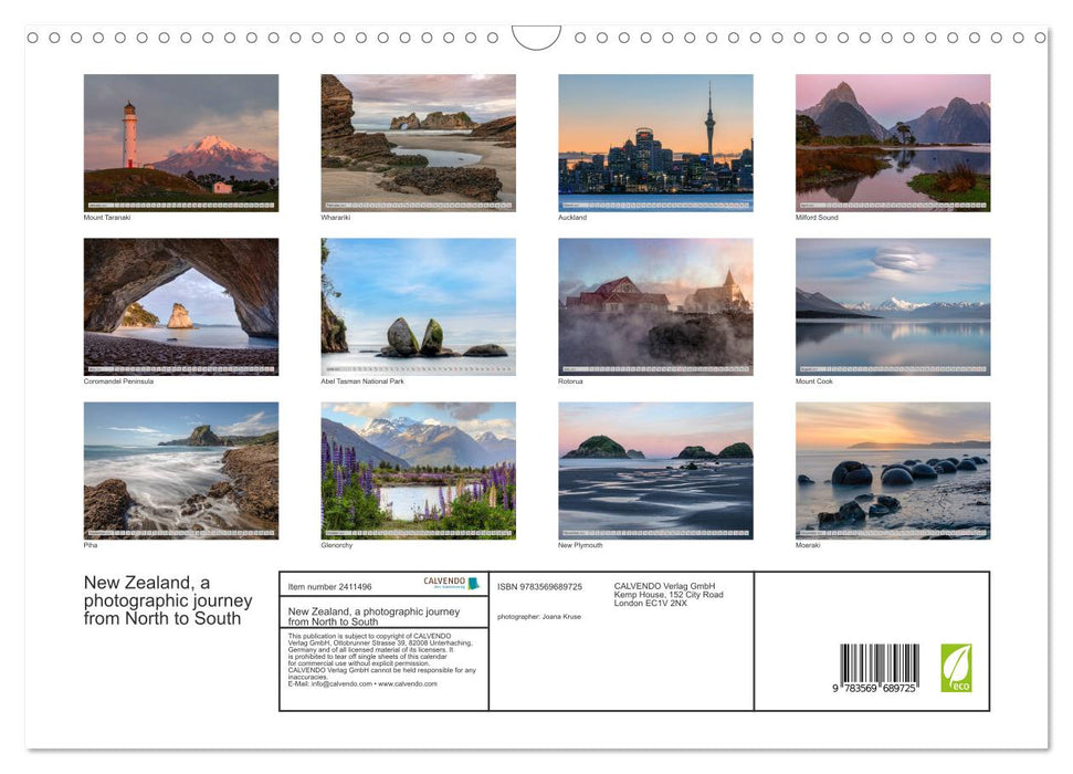 New Zealand, a photographic journey from North to South (CALVENDO Monthly Calendar 2027)