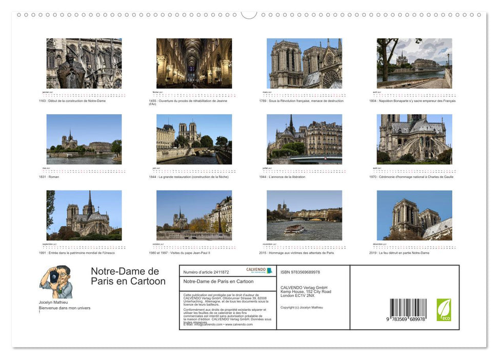 Notre-Dame de Paris en Cartoon (CALVENDO Calendrier supérieur 2027)