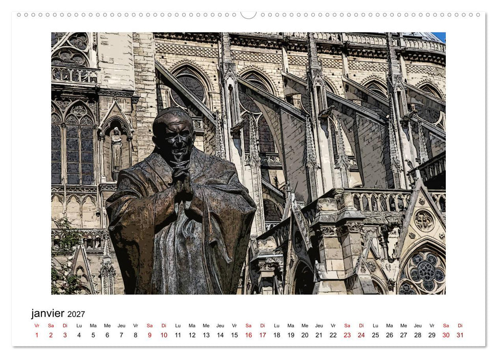 Notre-Dame de Paris en Cartoon (CALVENDO Calendrier supérieur 2027)