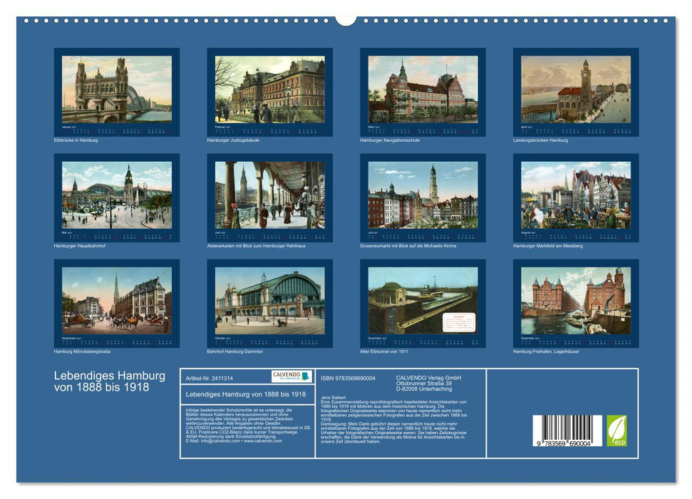 Lebendiges Hamburg von 1888 bis 1918 (CALVENDO Premium Wandkalender 2027)