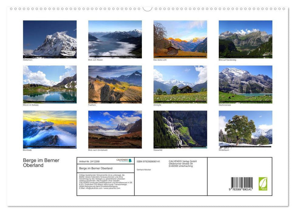 Berge im Berner Oberland (CALVENDO Premium Wandkalender 2027)