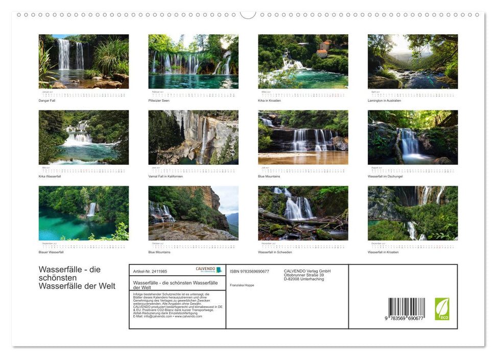 Wasserfälle - die schönsten Wasserfälle der Welt (CALVENDO Premium Wandkalender 2027)