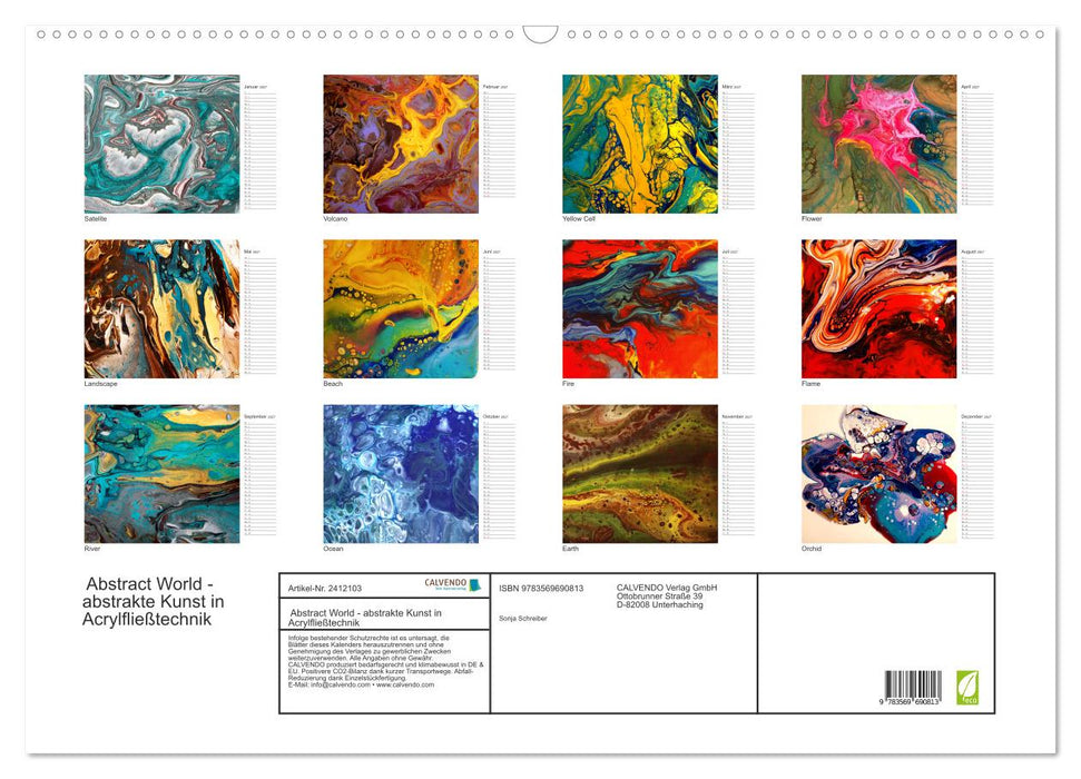 Abstract World - abstrakte Kunst in Acrylfließtechnik (CALVENDO Wandkalender 2027)