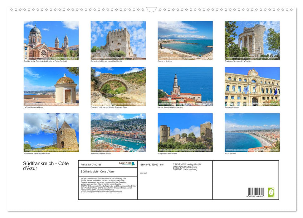 Südfrankreich - Côte d’Azur (CALVENDO Wandkalender 2027)