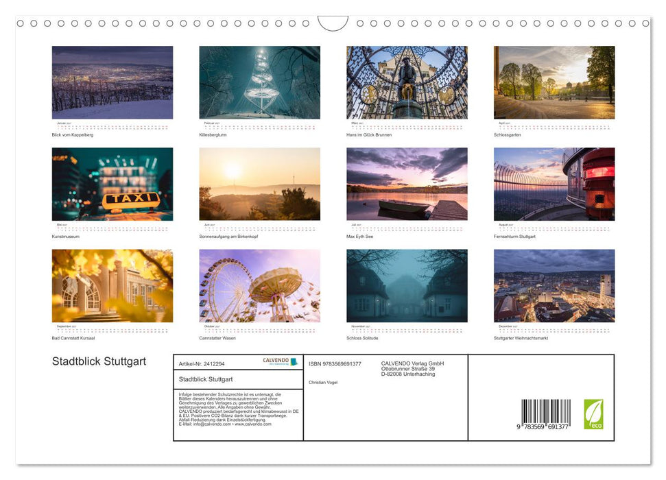 Stadtblick Stuttgart (CALVENDO Wandkalender 2027)