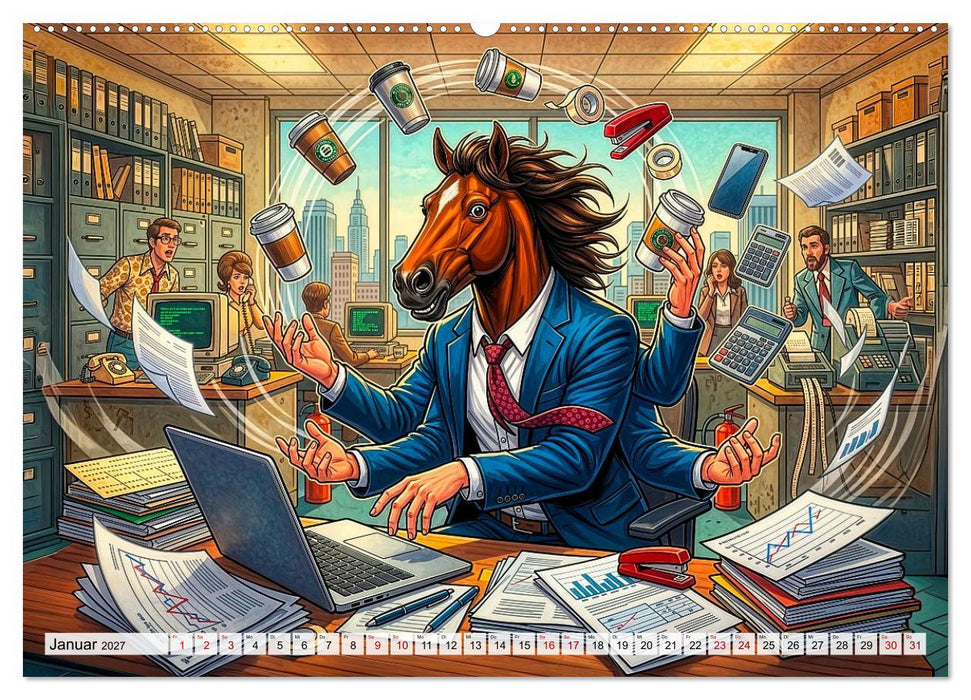 Bürohengste - Lustiger Büro‑Kalender (CALVENDO Wandkalender 2027)