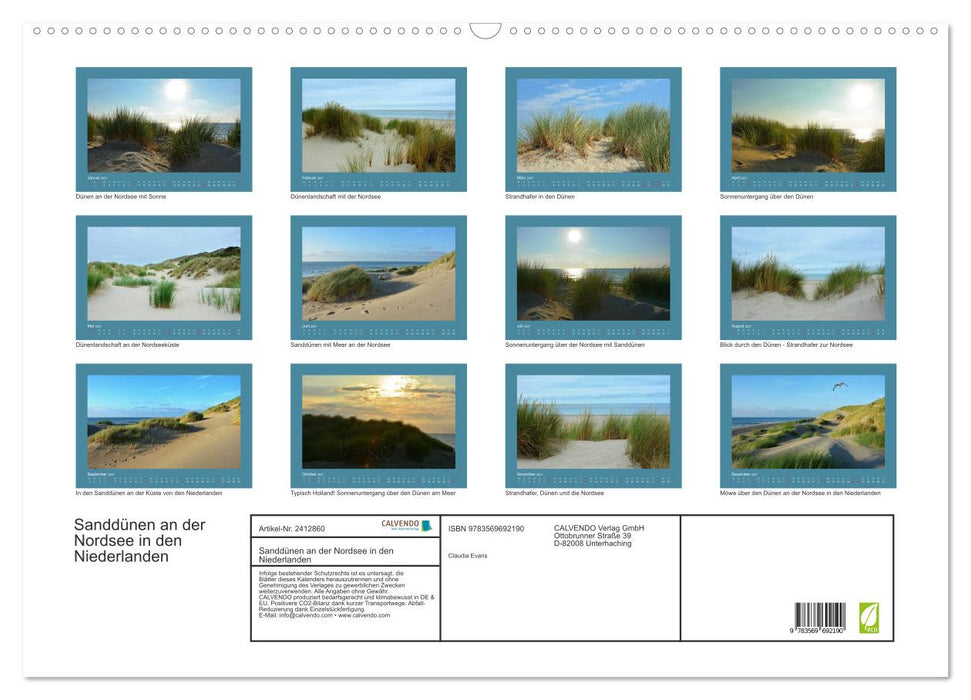 Sanddünen an der Nordsee in den Niederlanden (CALVENDO Wandkalender 2027)