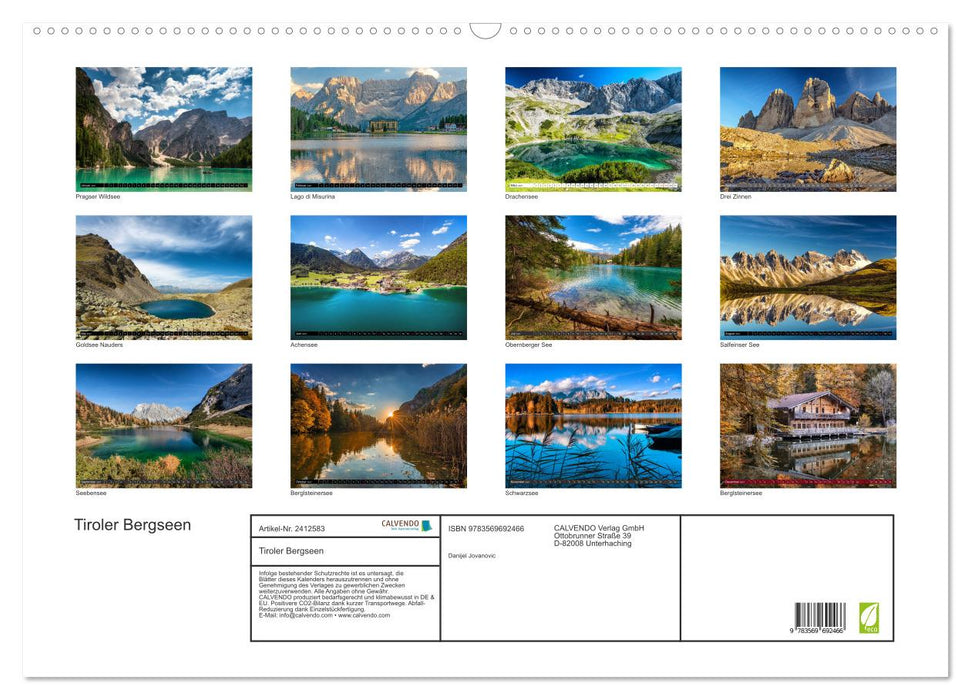 Tiroler Bergseen (CALVENDO Wandkalender 2027)