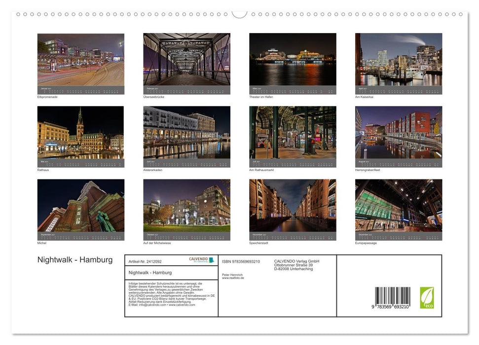 Nightwalk - Hamburg (CALVENDO Premium Wandkalender 2027)