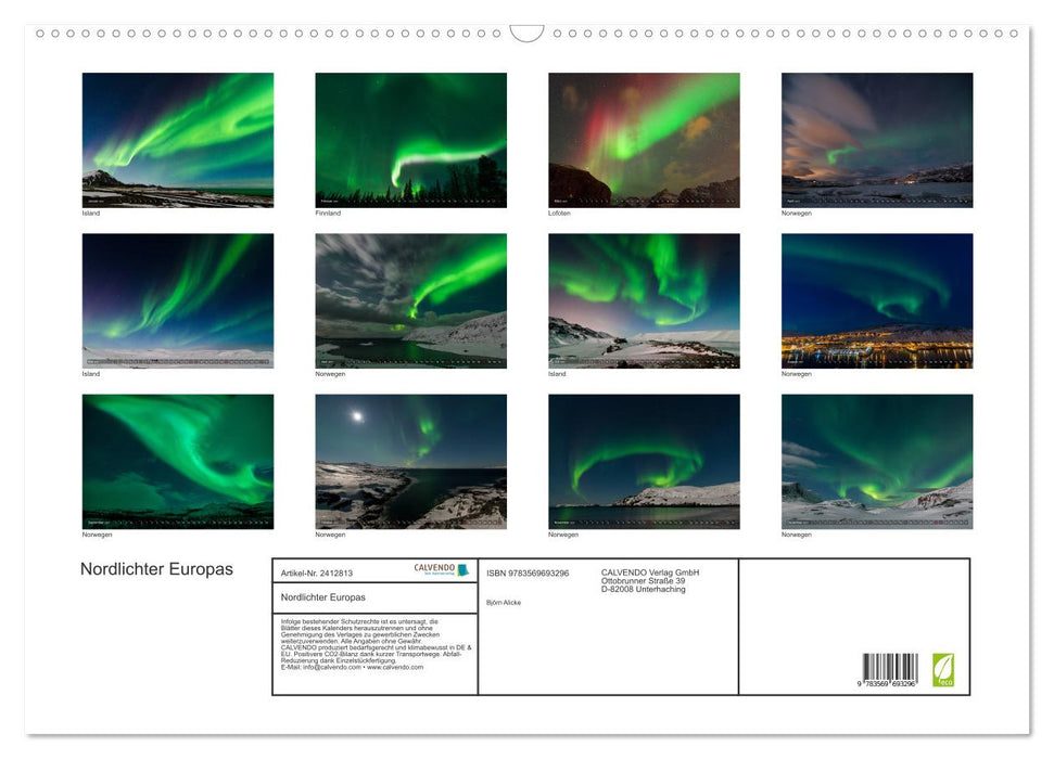 Nordlichter Europas (CALVENDO Wandkalender 2027)